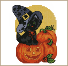 Cross-Stitch Design Halloween Kitty