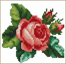 Cross-Stitch Design Teatime Rose
