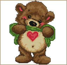 Cross-Stitch Design Valentine Teddy